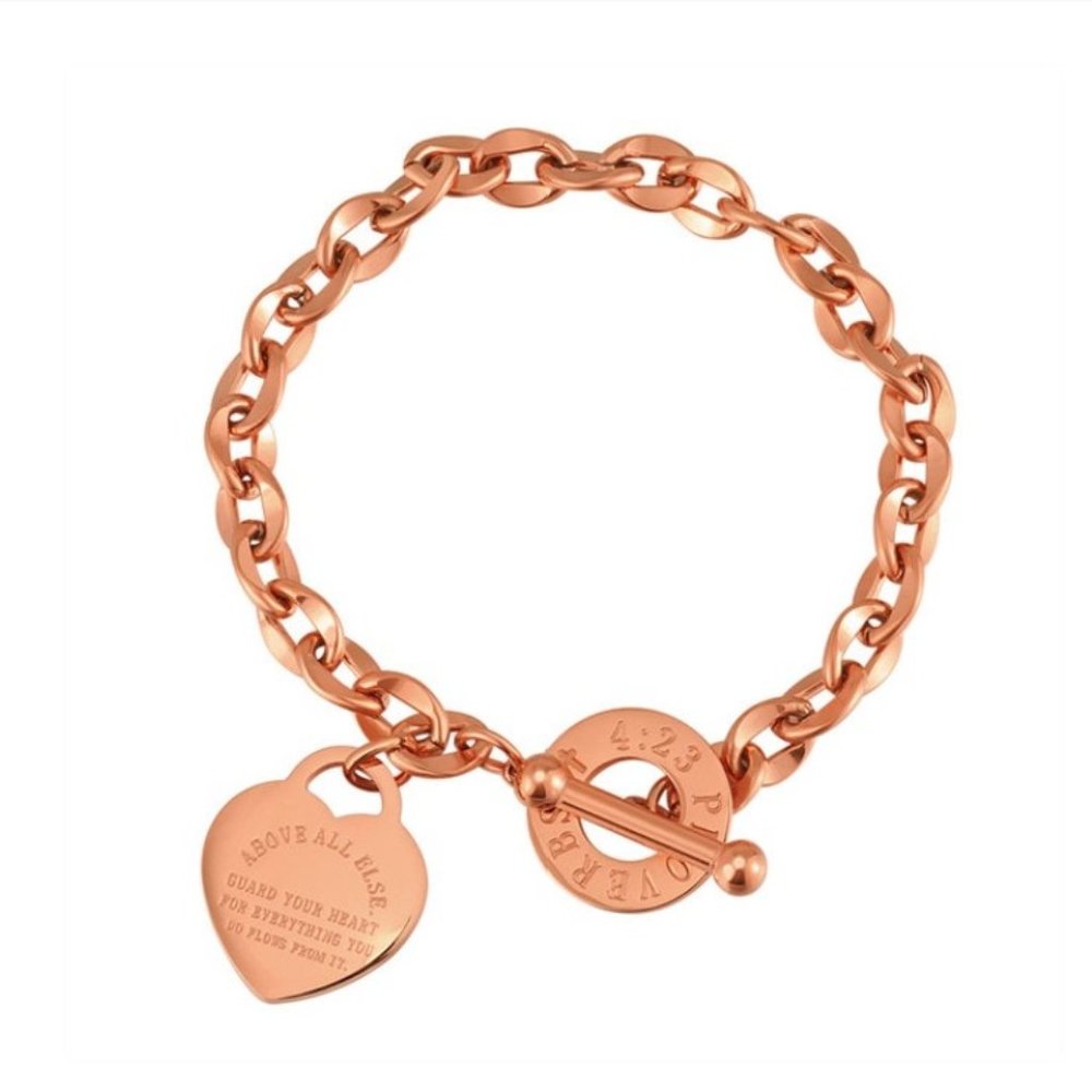 NEW Heart Charm Stainless Steel Bracelet - Picture 3 of 5